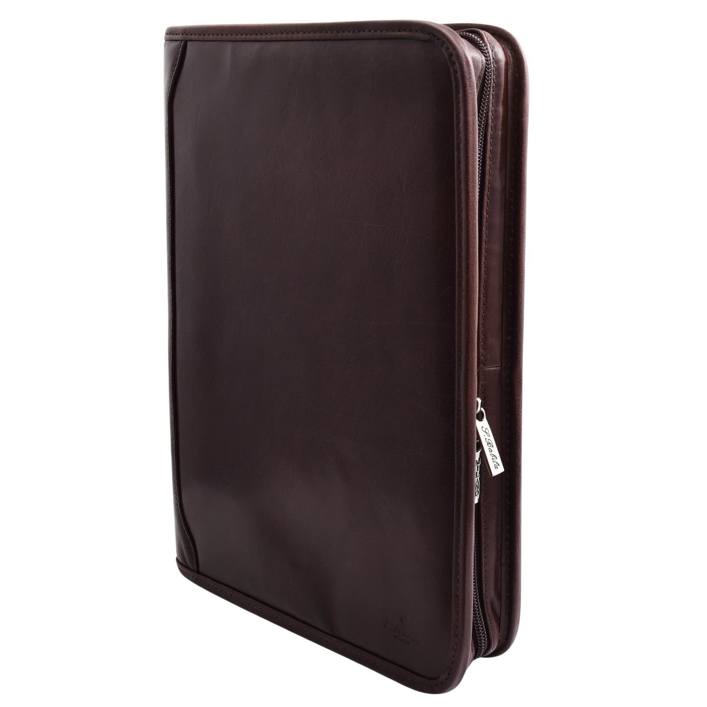 Real Leather Portfolio Ring Binder Case Muker Brown