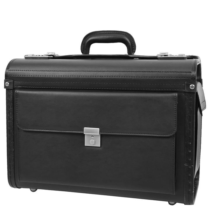 Pilot Case Faux Leather Dual Combination Lock Briefcase Lightweight Business Professionals Travel Bag Skyward