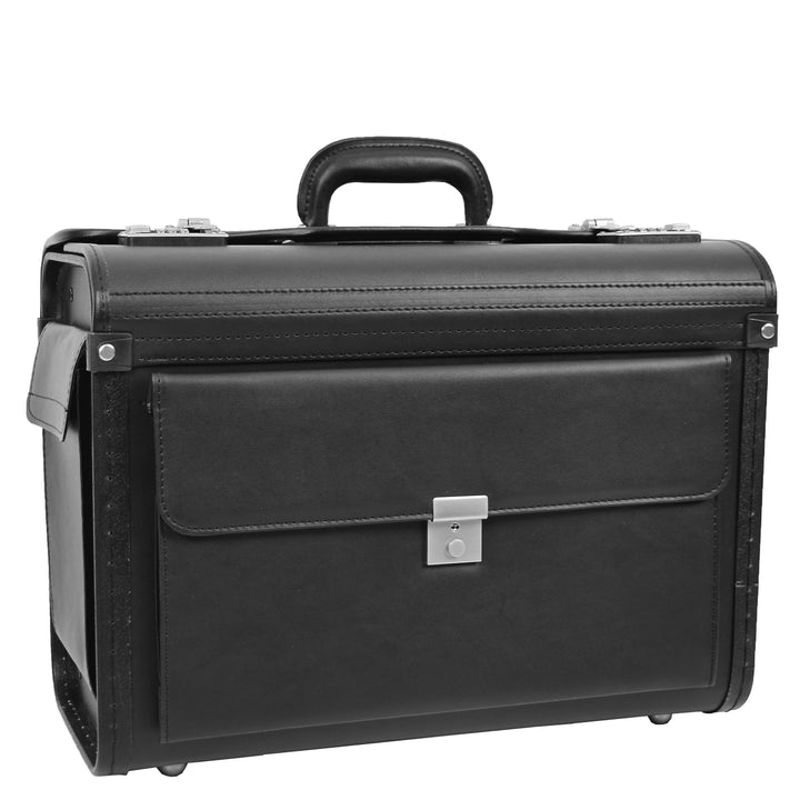 Pilot Case Faux Leather Dual Combination Lock Briefcase Lightweight Business Professionals Travel Bag Skyward