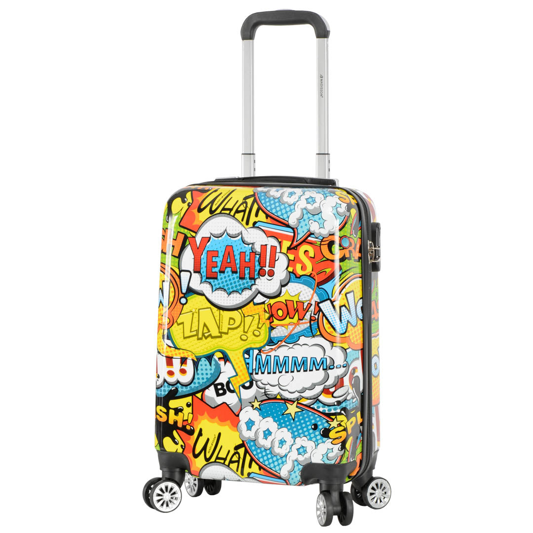 Four Wheel Expandable Suitcase Hard Shell Luggage Comic Print small-1