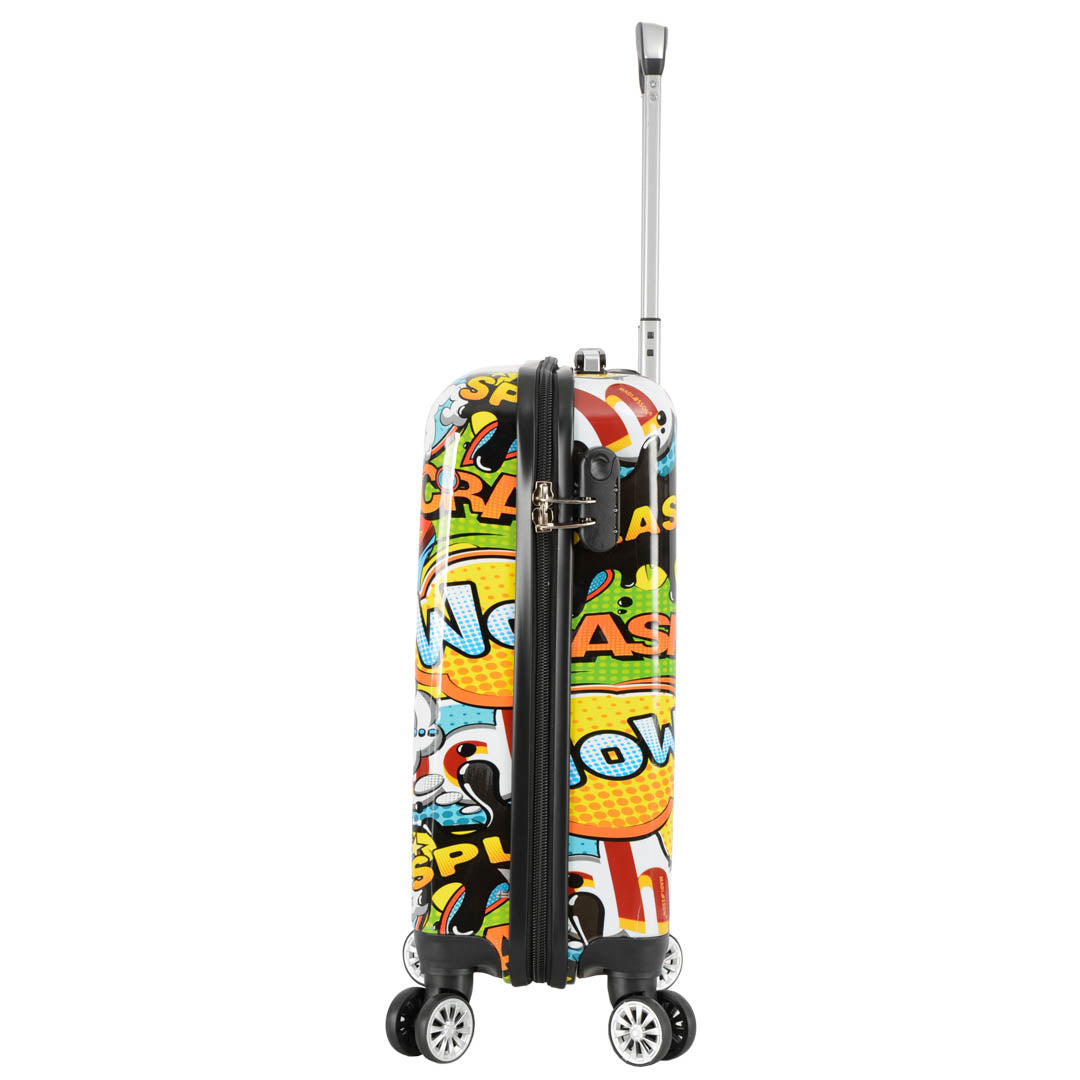 Four Wheel Expandable Suitcase Hard Shell Luggage Comic Print small-3