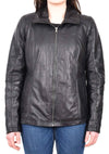 Womens Real Leather Classic Jacket Zip Box Style Hoody Margot Size 12 Black