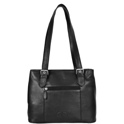 Womens Leather Tote Cross Body Shoulder Bag Everyday Handbag Black Ariana 1