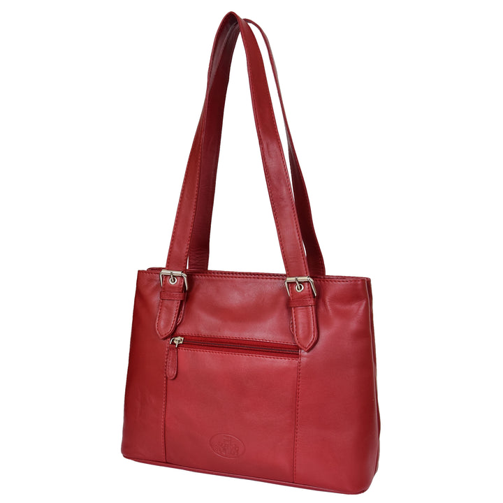 Womens Leather Tote Cross Body Shoulder Bag Everyday Handbag Red Ariana
