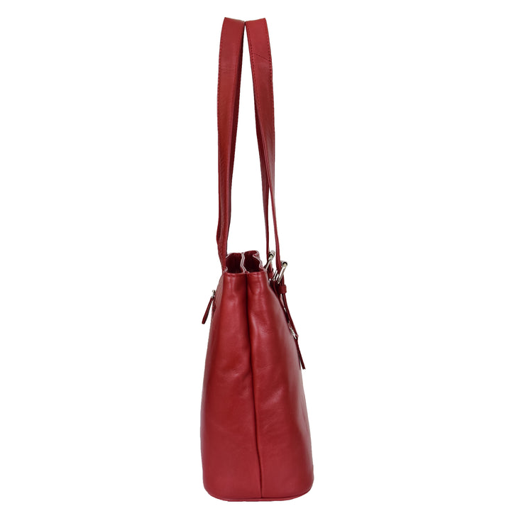 Womens Leather Tote Cross Body Shoulder Bag Everyday Handbag Red Ariana