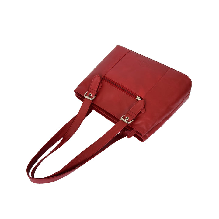 Womens Leather Tote Cross Body Shoulder Bag Everyday Handbag Red Ariana