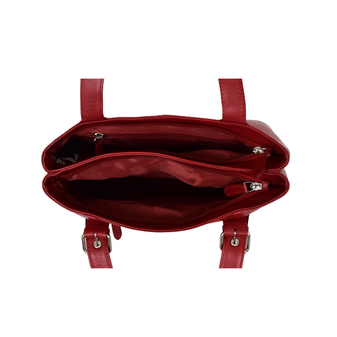 Womens Leather Tote Cross Body Shoulder Bag Everyday Handbag Red Ariana