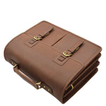 Mens Leather Briefcase Cross Body Bag Buckerell Vintage Mud Brown