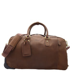 Leather Wheeled Holdall Overnight Bag Foggia Brown 1