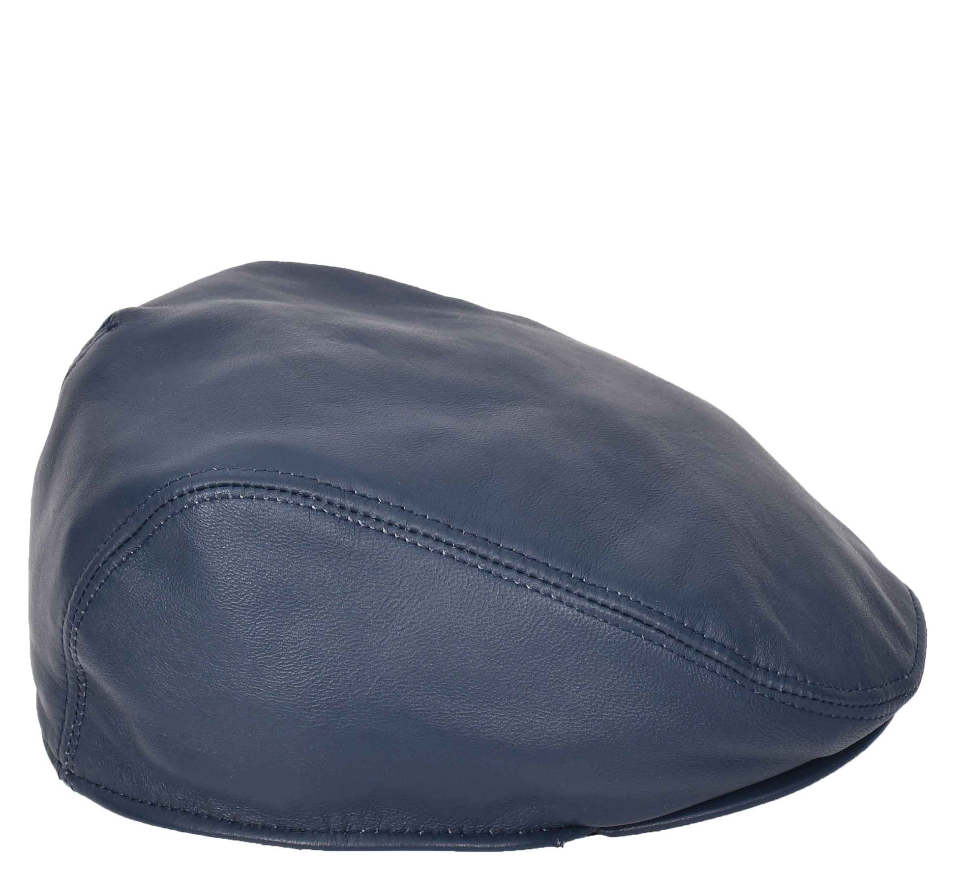 Soft Leather Classic Flat Cap Blue 3