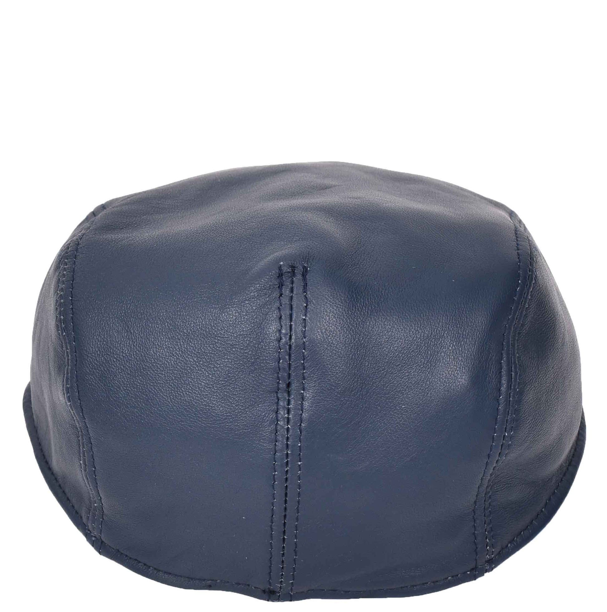 Soft Leather Classic Flat Cap Blue 4