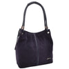 Womens Leather Suede Shoulder Bag Zip Large Navy Hobo Audrey 6