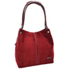Womens Leather Suede Shoulder Bag Zip Large Burgundy Hobo Audrey 6