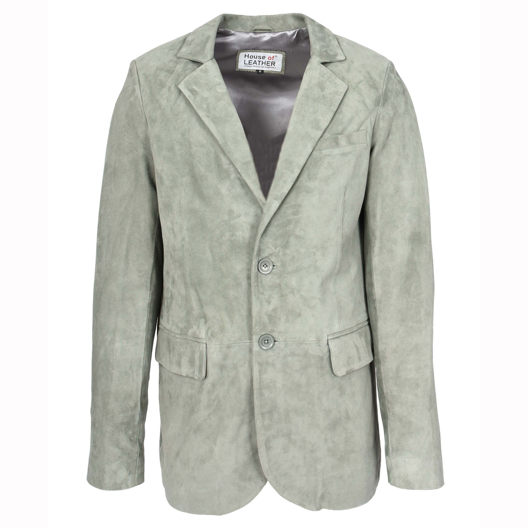 Mens Real Goat Suede Blazer Two Button Classic Jacket Zavi Grey 1