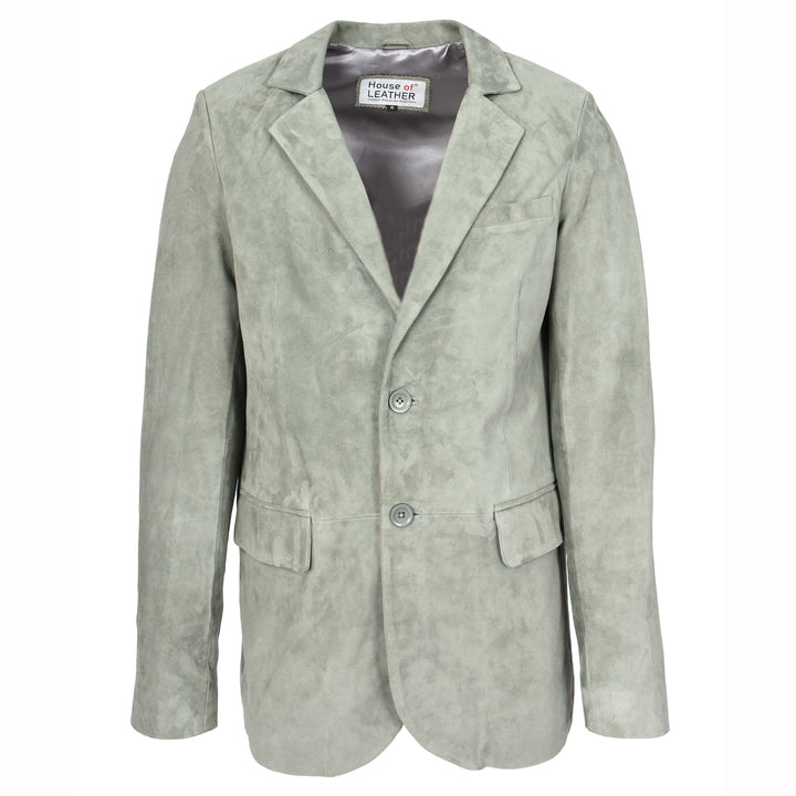 Mens Real Goat Suede Blazer Two Button Classic Jacket Zavi Grey 1
