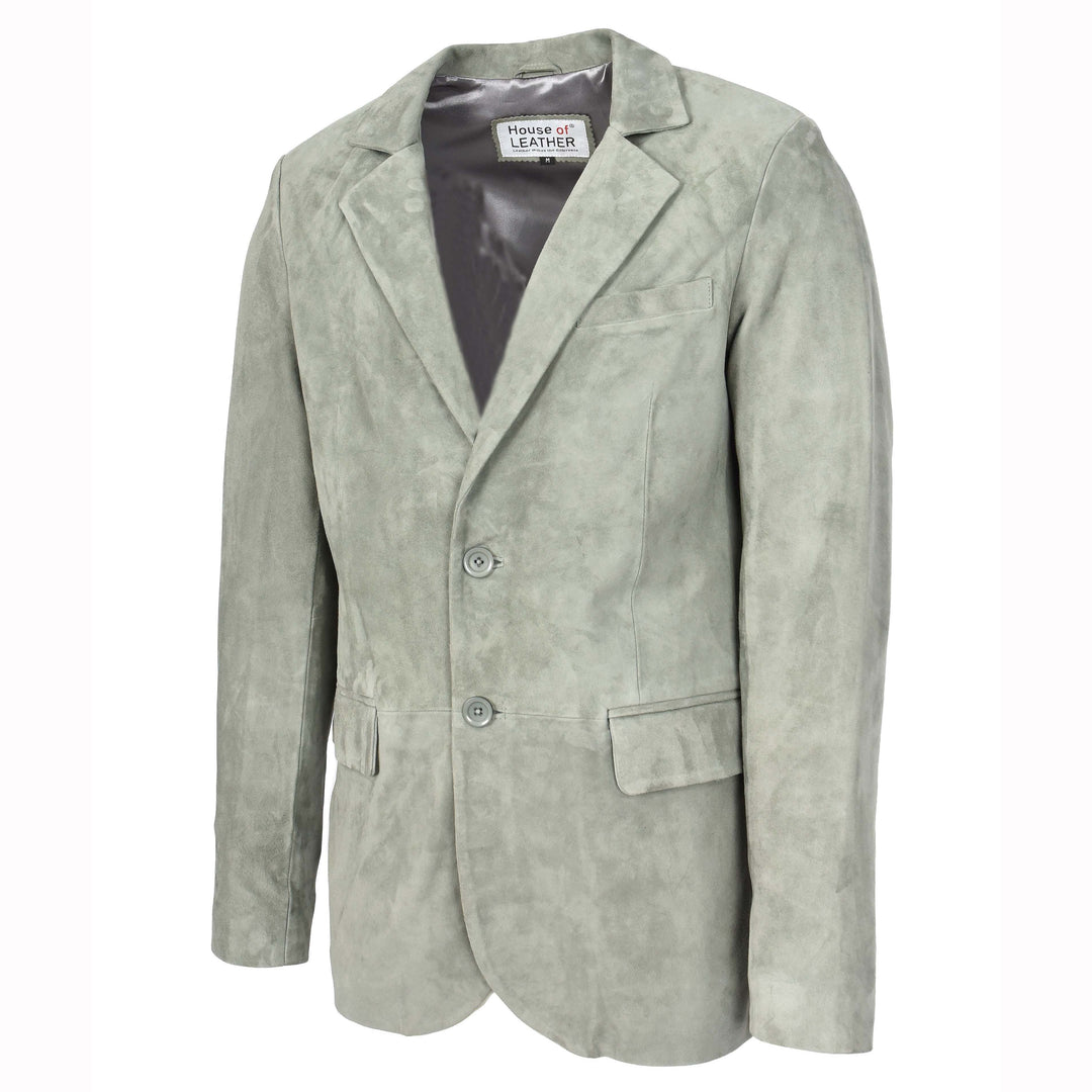 Mens Real Goat Suede Blazer Two Button Classic Jacket Zavi Grey 4