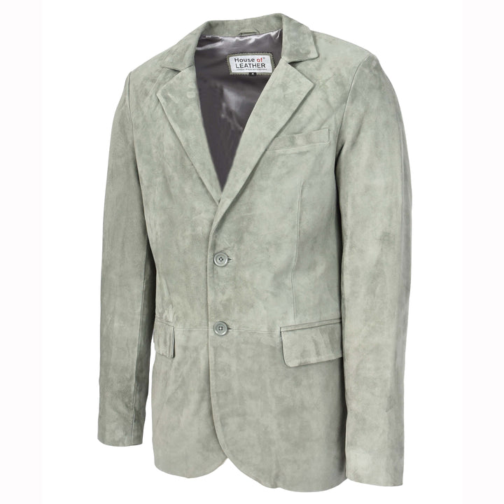 Mens Real Goat Suede Blazer Two Button Classic Jacket Zavi Grey 4