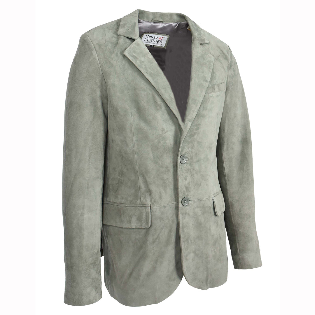 Mens Real Goat Suede Blazer Two Button Classic Jacket Zavi Grey 5
