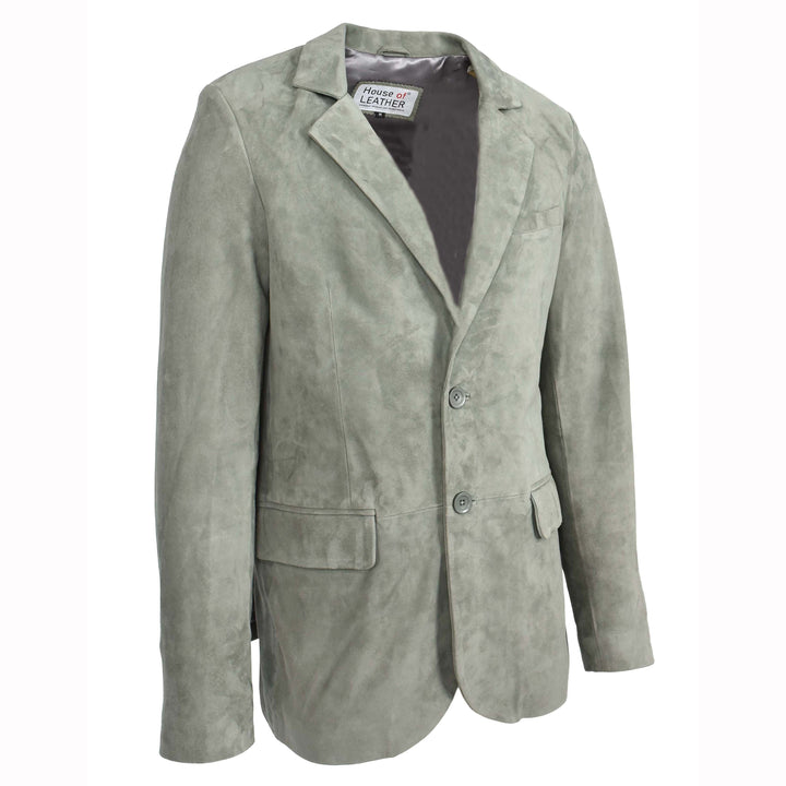 Mens Real Goat Suede Blazer Two Button Classic Jacket Zavi Grey 5