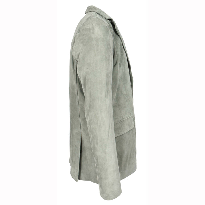 Mens Real Goat Suede Blazer Two Button Classic Jacket Zavi Grey 3