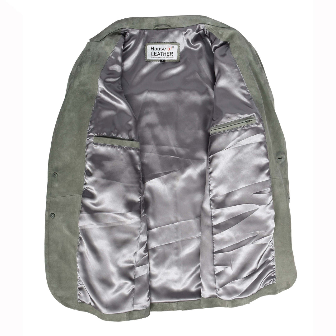 Mens Real Goat Suede Blazer Two Button Classic Jacket Zavi Grey 6