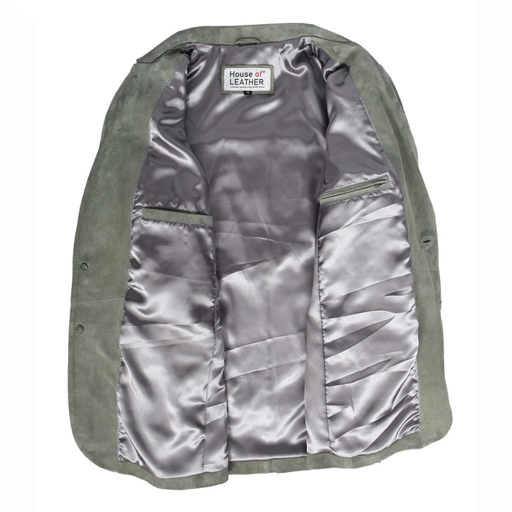 Mens Real Goat Suede Blazer Two Button Classic Jacket Zavi Grey 6