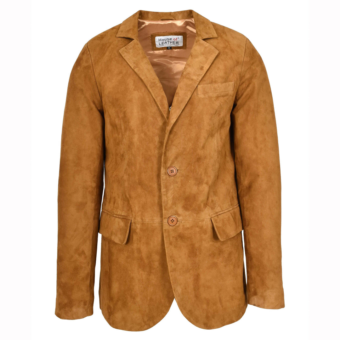Mens Real Goat Suede Blazer Two Button Classic Jacket Zavi 1