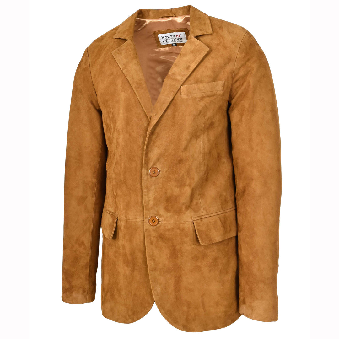 Mens Real Goat Suede Blazer Two Button Classic Jacket Zavi 2
