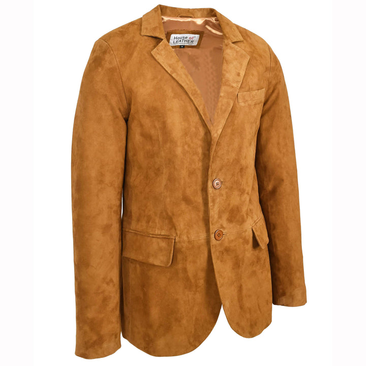 Mens Real Goat Suede Blazer Two Button Classic Jacket Zavi 3