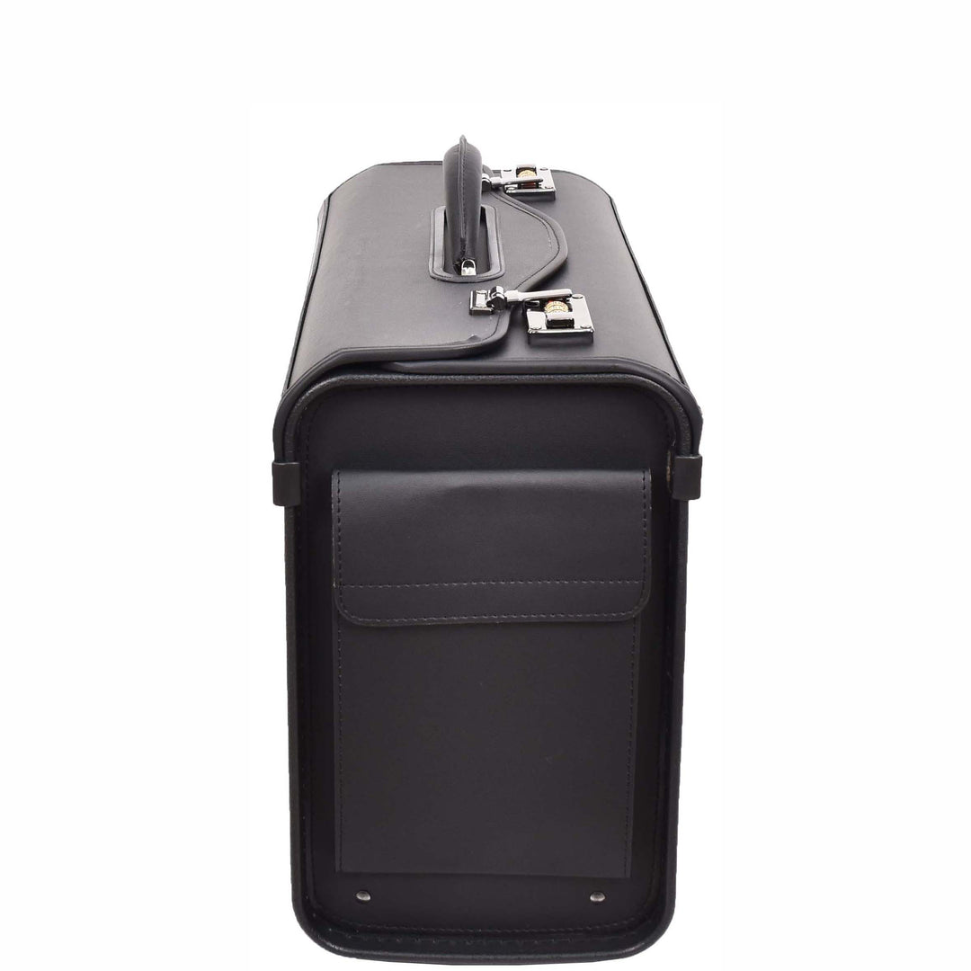 Pilot Case Carry Handle Faux Leather Briefcase Doctors Business Black Bag Lewes 3
