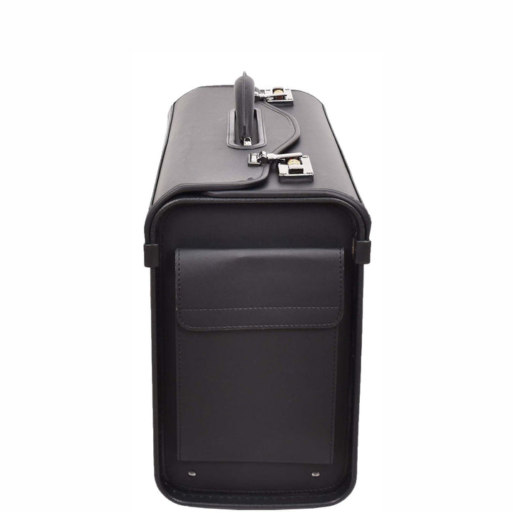 Pilot Case Carry Handle Faux Leather Briefcase Doctors Business Black Bag Lewes 3
