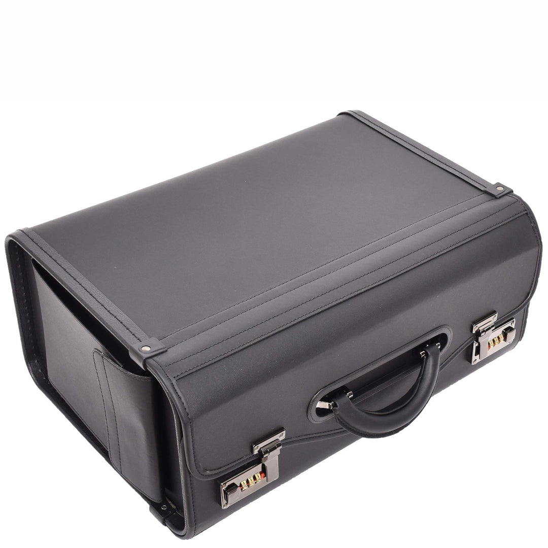 Pilot Case Carry Handle Faux Leather Briefcase Doctors Business Black Bag Lewes 4