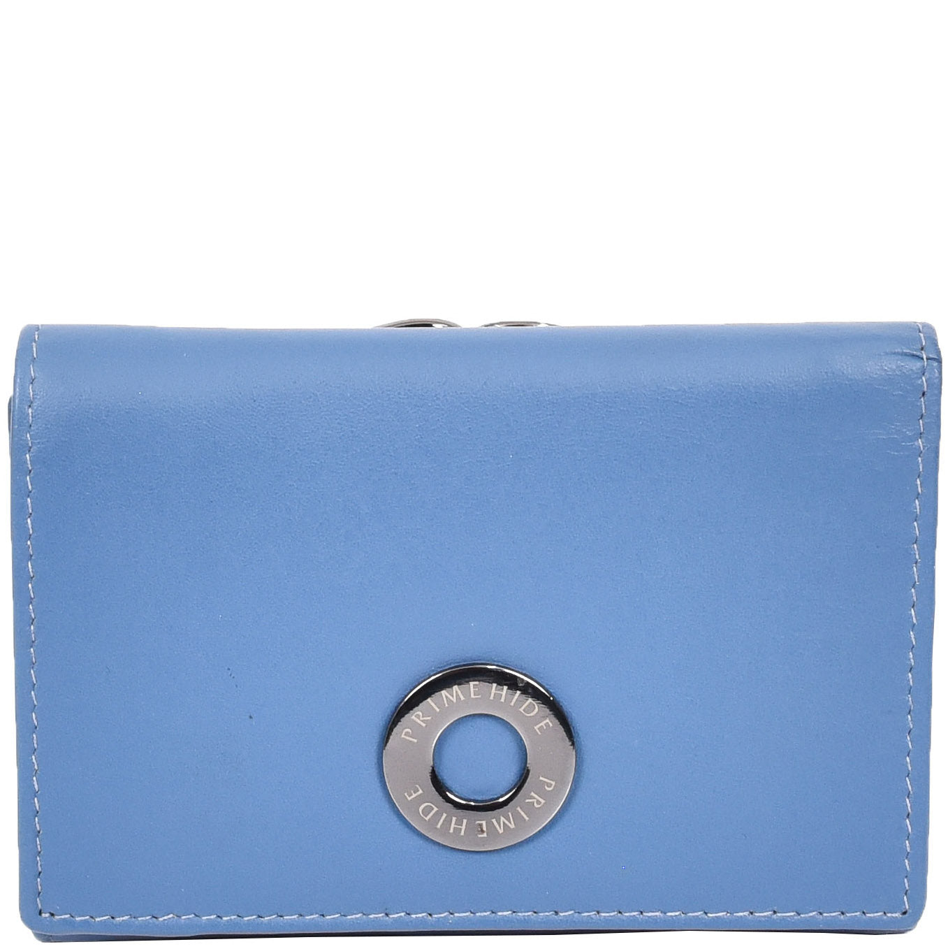 Womens Leather Trifold Metal Frame Purse Small Ravenna Blue 6