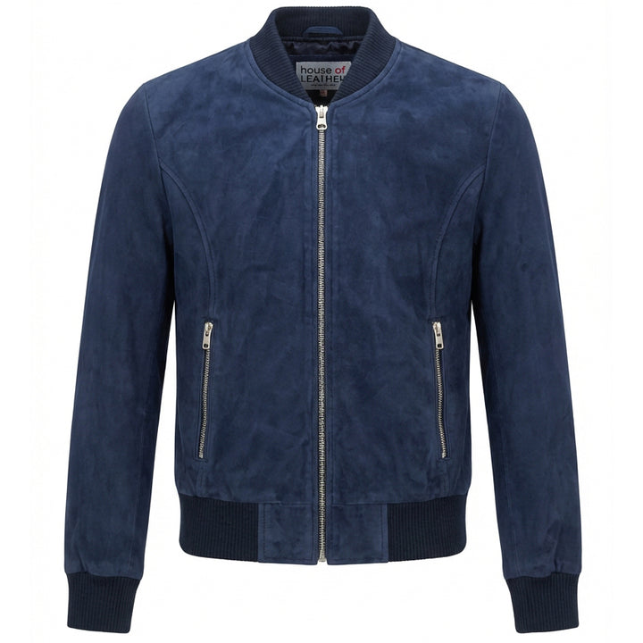 Womens Real Goat Suede Bomber MA-1 Jacket Faye Blue