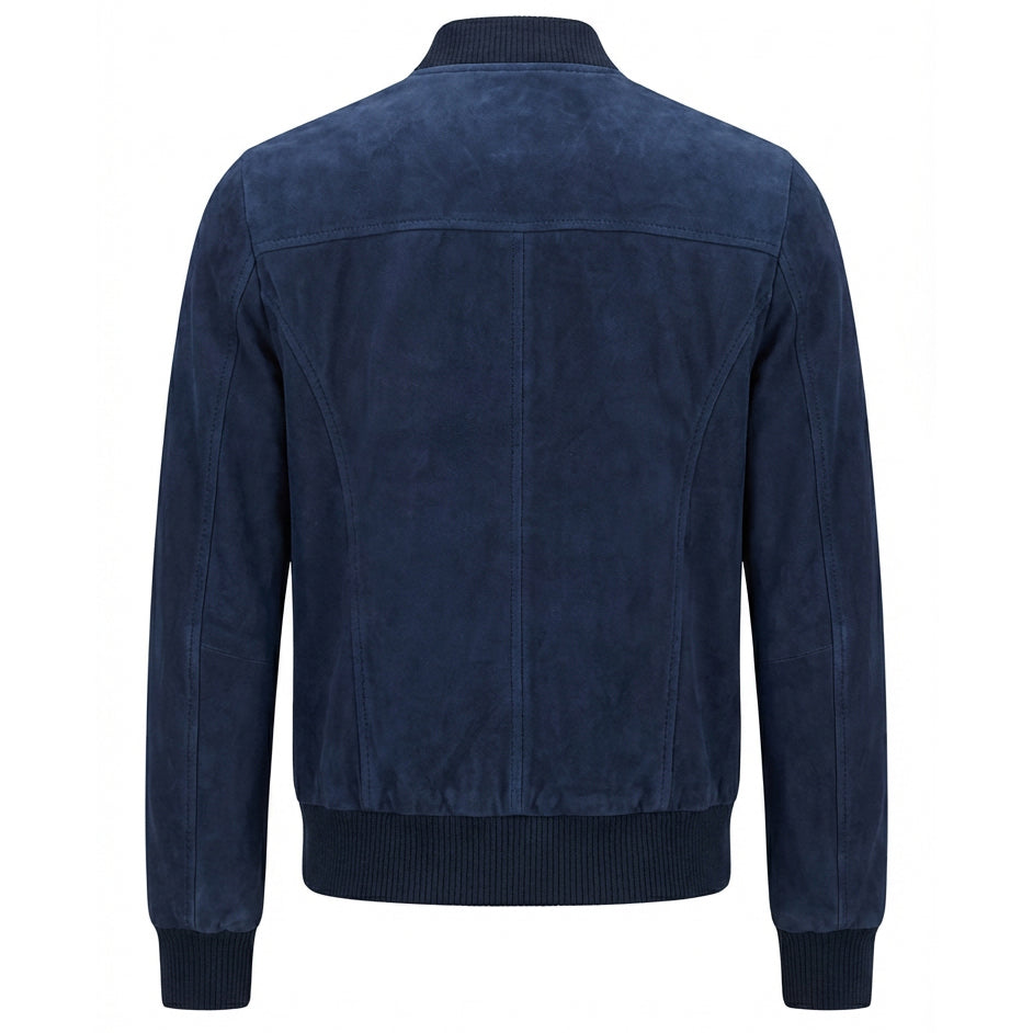 Womens Real Goat Suede Bomber MA-1 Jacket Faye Blue