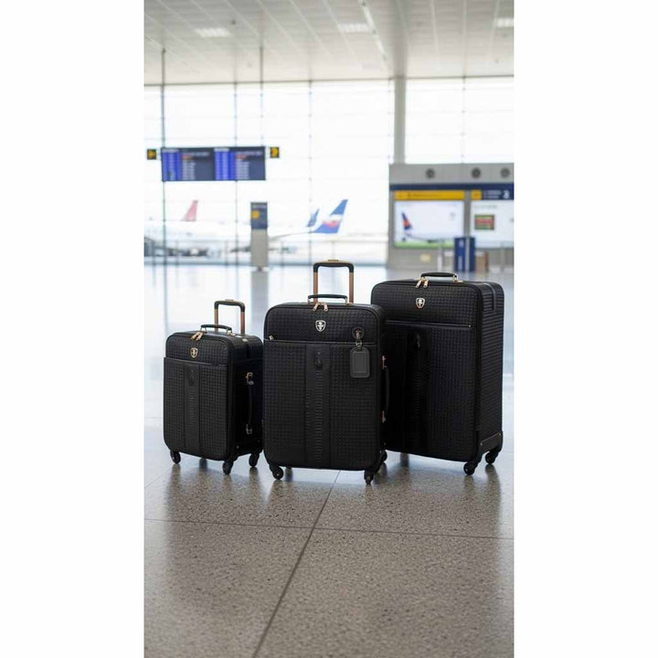 Premium Luggage Black Croc-Embossed Lightweight Spinner with Stabilizers Midnight 2