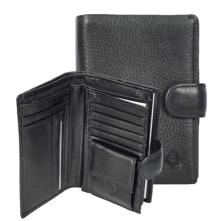Real Leather Large Passport Holder Documents Boarding Pass ID Banknotes Wallet Neiva Black-1