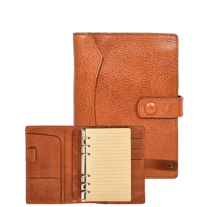Premium Leather Diary Personal Organiser A6 Size Paper Refillable Ring Binder Notebook Velmora Caramel