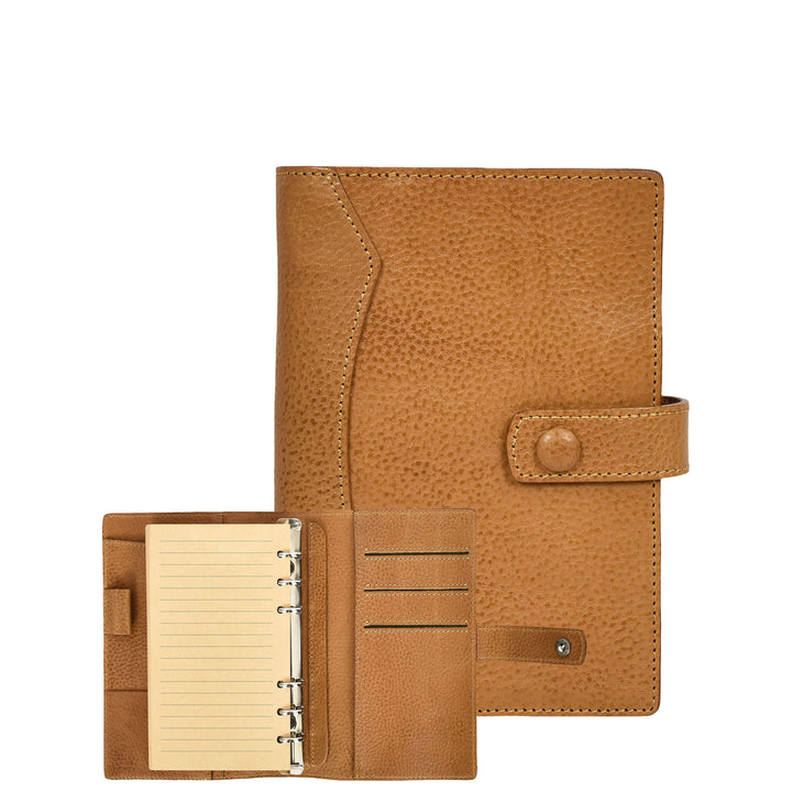 Premium Leather Diary Personal Organiser A6 Size Paper Refillable Ring Binder Notebook Velmora Olive Brown