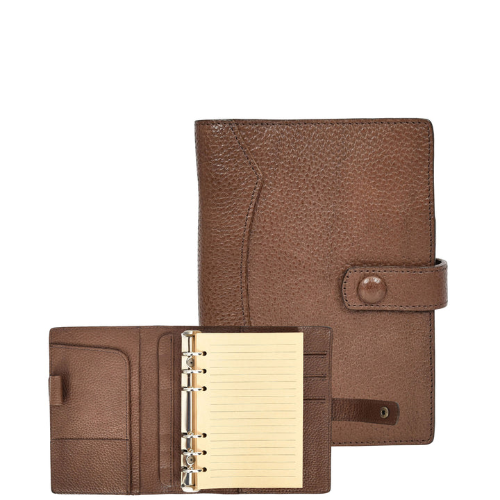 Premium Leather Diary Personal Organiser A6 Size Paper Refillable Ring Binder Notebook Velmora Dark Brown