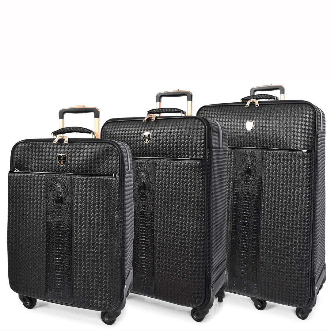 Premium Luggage Black Croc-Embossed Lightweight Spinner with Stabilizers Midnight 1