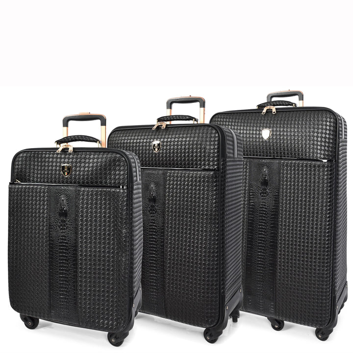 Premium Luggage Black Croc-Embossed Lightweight Spinner with Stabilizers Midnight 1