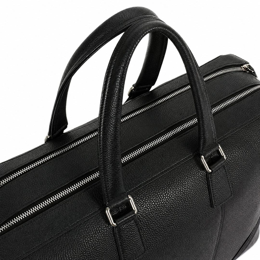 Real Leather Holdall Travel Duffle Weekender Bag Cabin Size Braylen Black