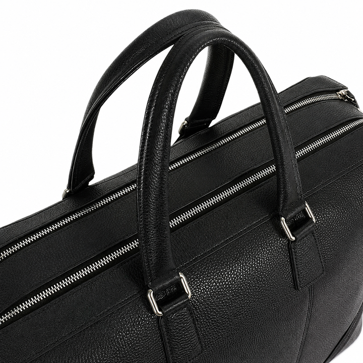 Real Leather Holdall Travel Duffle Weekender Bag Cabin Size Braylen Black