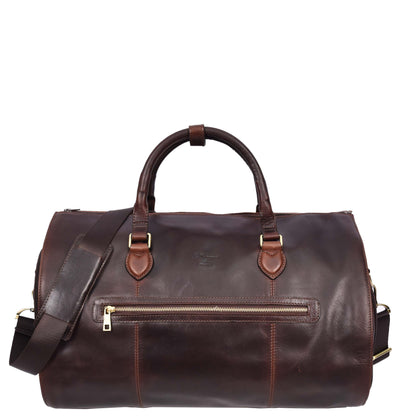 Real Leather Garment Suit Carrier 2-in-1 Holdall Duffel Travel Bag Ludlow Brown-1