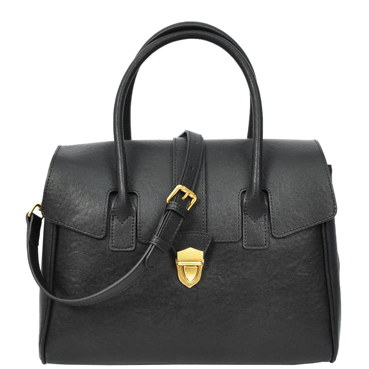 Women's Real Leather Shoulder Bag Large Size Classic Style Tacoma Black-1