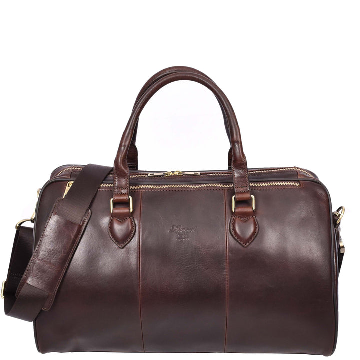 Real Leather Holdall Weekend Carry-on Cabin Size Travel Duffle Bag Cornwall Brown-1