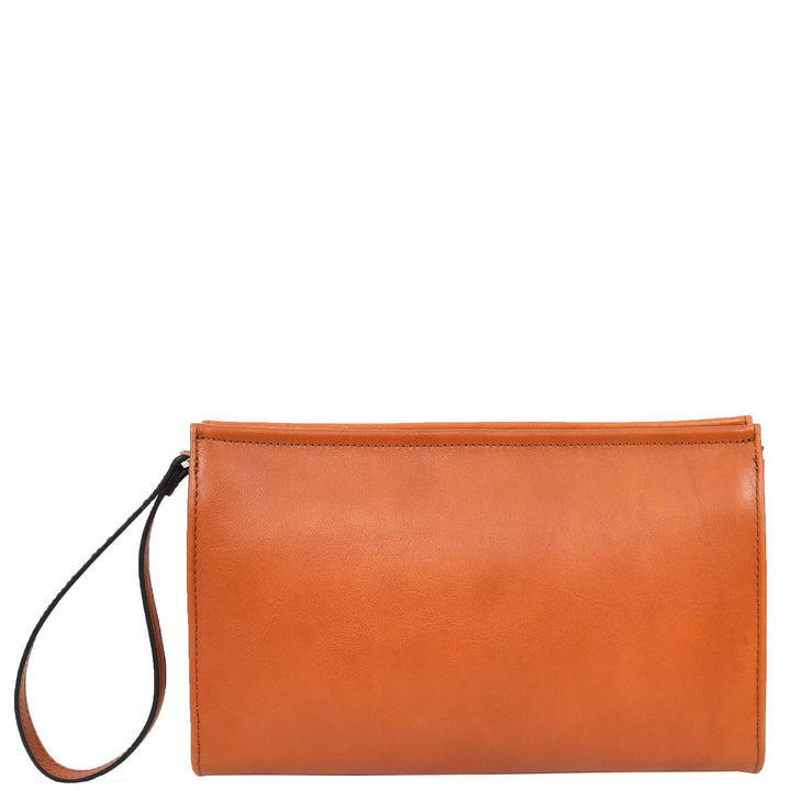 Mens Real Leather Wrist Bag Organiser Cross Body Style Suva Tan-1