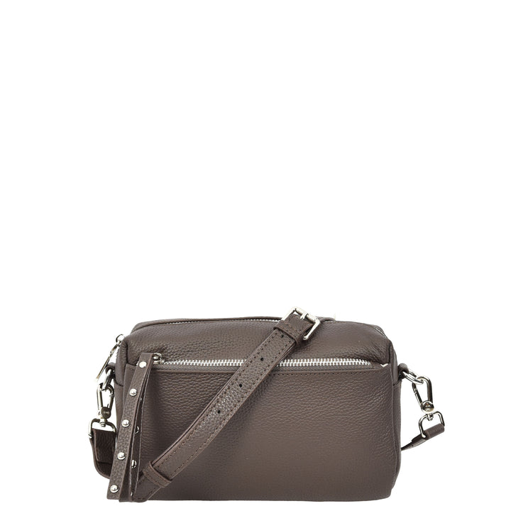 Womens Real Leather Small Shoulder Crossbody Bag Casual Pouch Zeno Brown