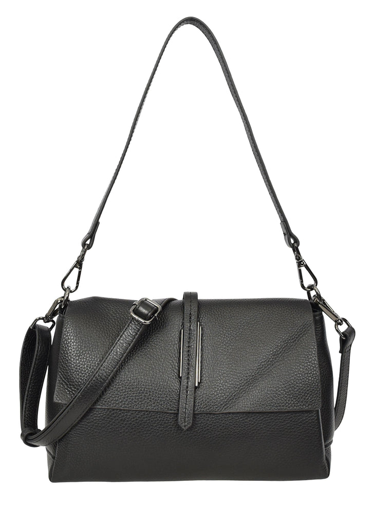 Women's Premium Leather Shoulder Bag 2-in-1 Style Handbag  Zelia Black